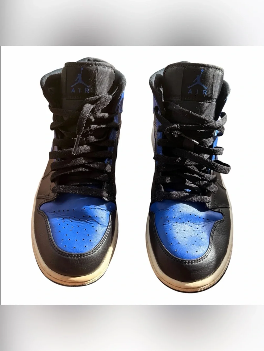 Jordan Air Jordan 1 Mid Black/Hyper Royal-White Mid Top Leather 554724-077